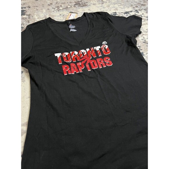 NWT Majestic NBA Toronto Raptors Women's V-Neck Tee XL T-Shirt 100% Cotton - Picture 2 of 8